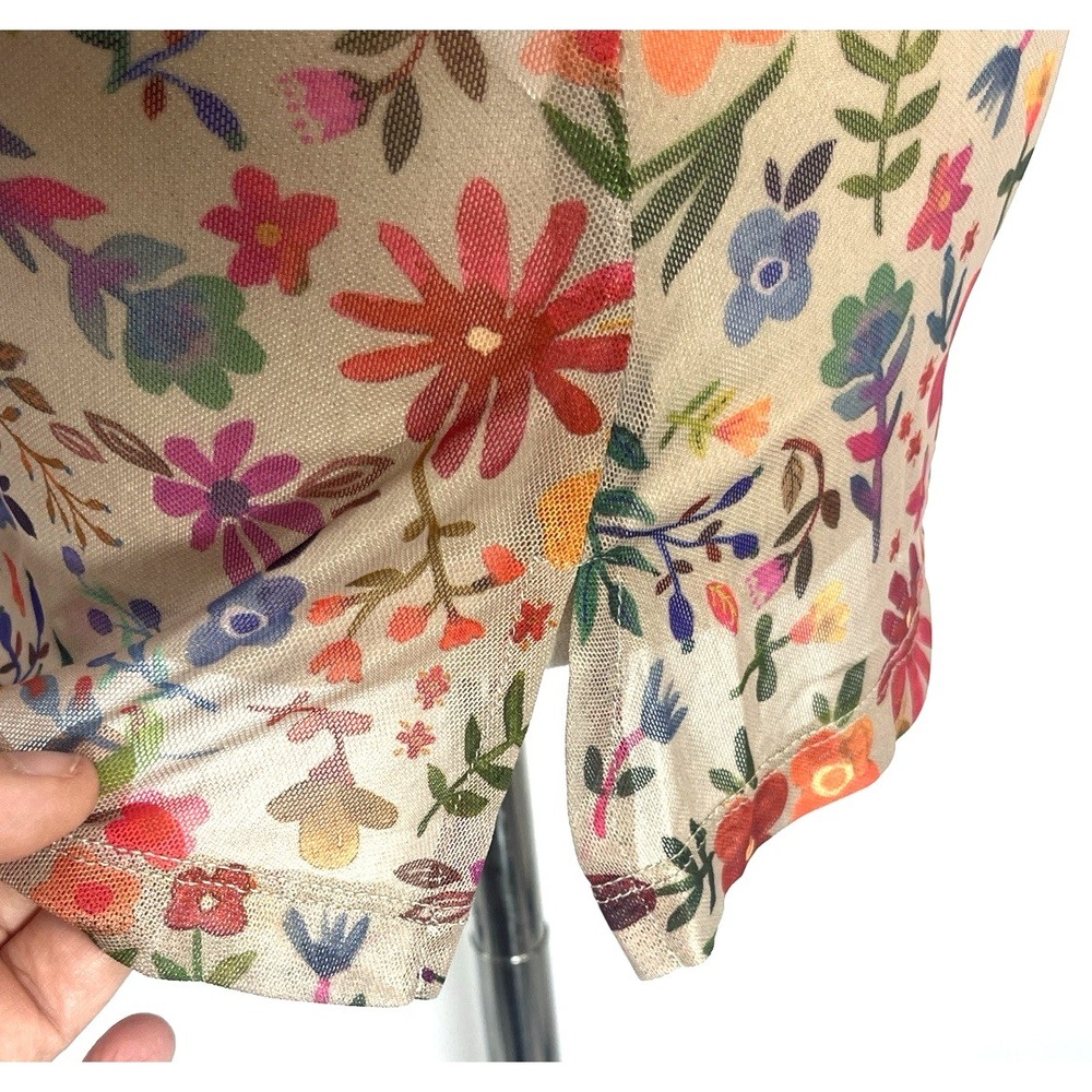 Natural Life Womens Boho Mesh Floral Button Front Top Size Small Long Sleeve New - Picture 11 of 16